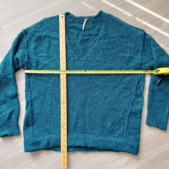 Free People Womens Alpaca Blend Sweater Oversized Soft Fuzzy Teal Long Sleeve - Picture 10 of 16